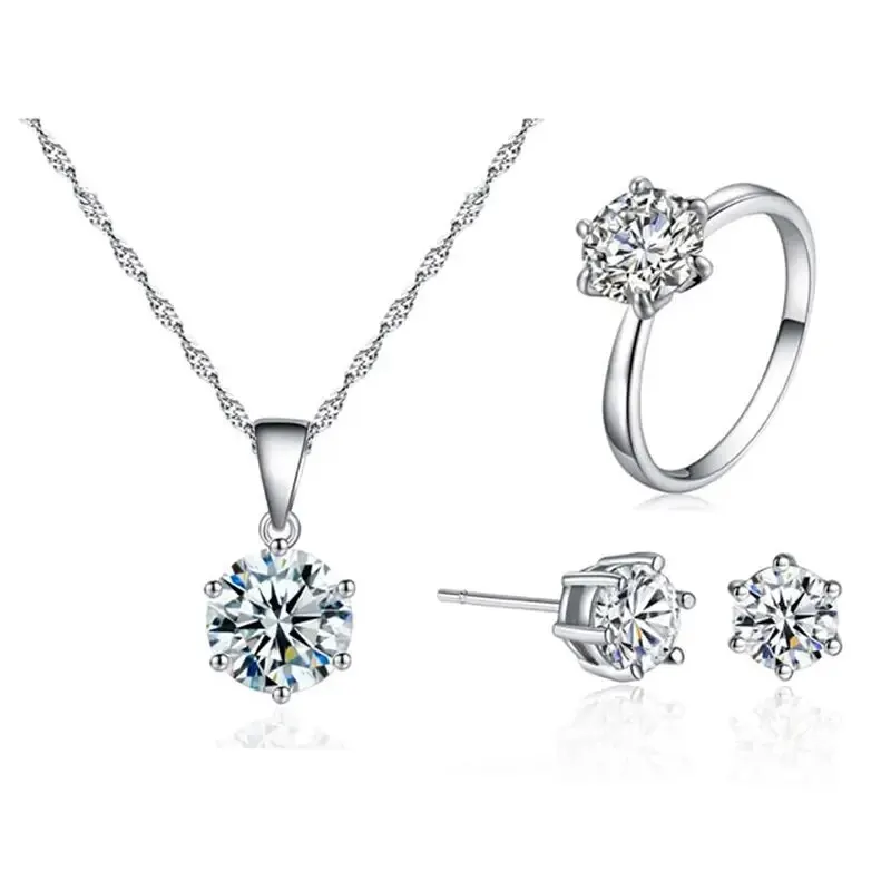 4PCS Set Gold-Color Simple Jewelry Set new Of Ring Earrings And Pendant Necklace 2025 For Women Elegance Exquisite Jewelry Set
