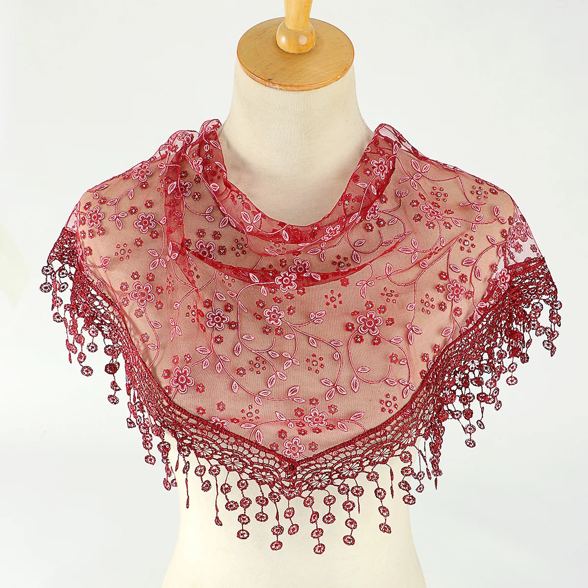 Korean Style Women Lace Scarf Spring Lady Solid 2025 Color Hollow-out Triangular Scarves Soft new Shawl Foulard Female Wrap Shawls New