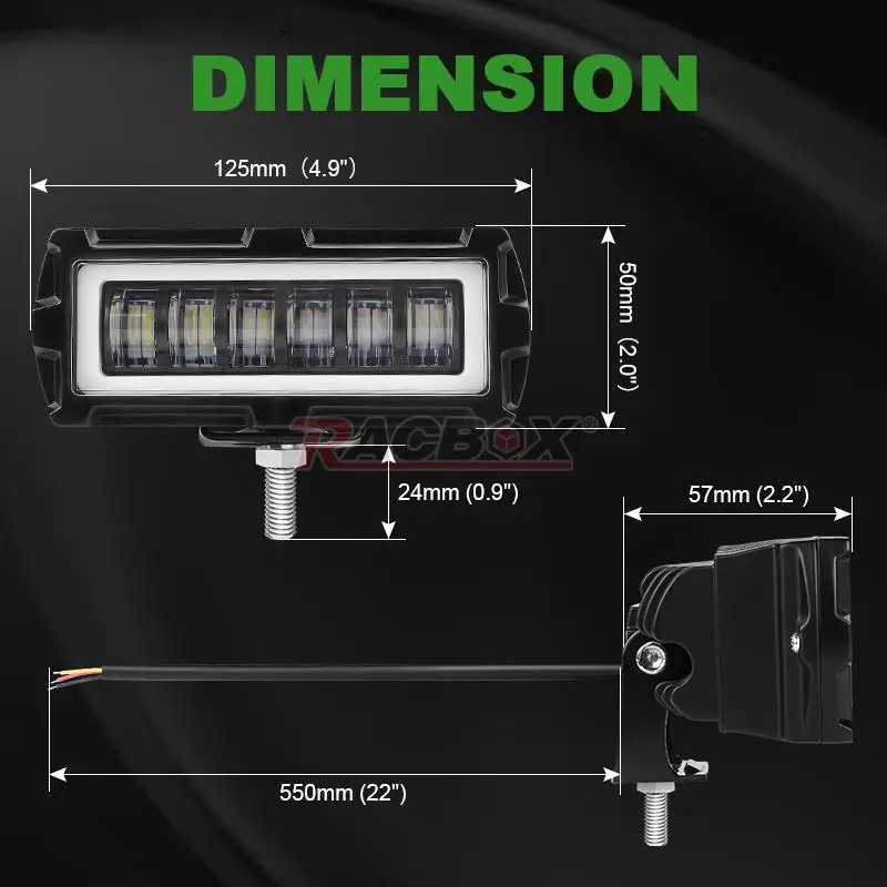 Off Road Led Fog Lights Bar for Truck 5inch 30W 3000Lm Super Bright 7D Beam 12-24V Agricultural Headlamps for Tractor Van Camper