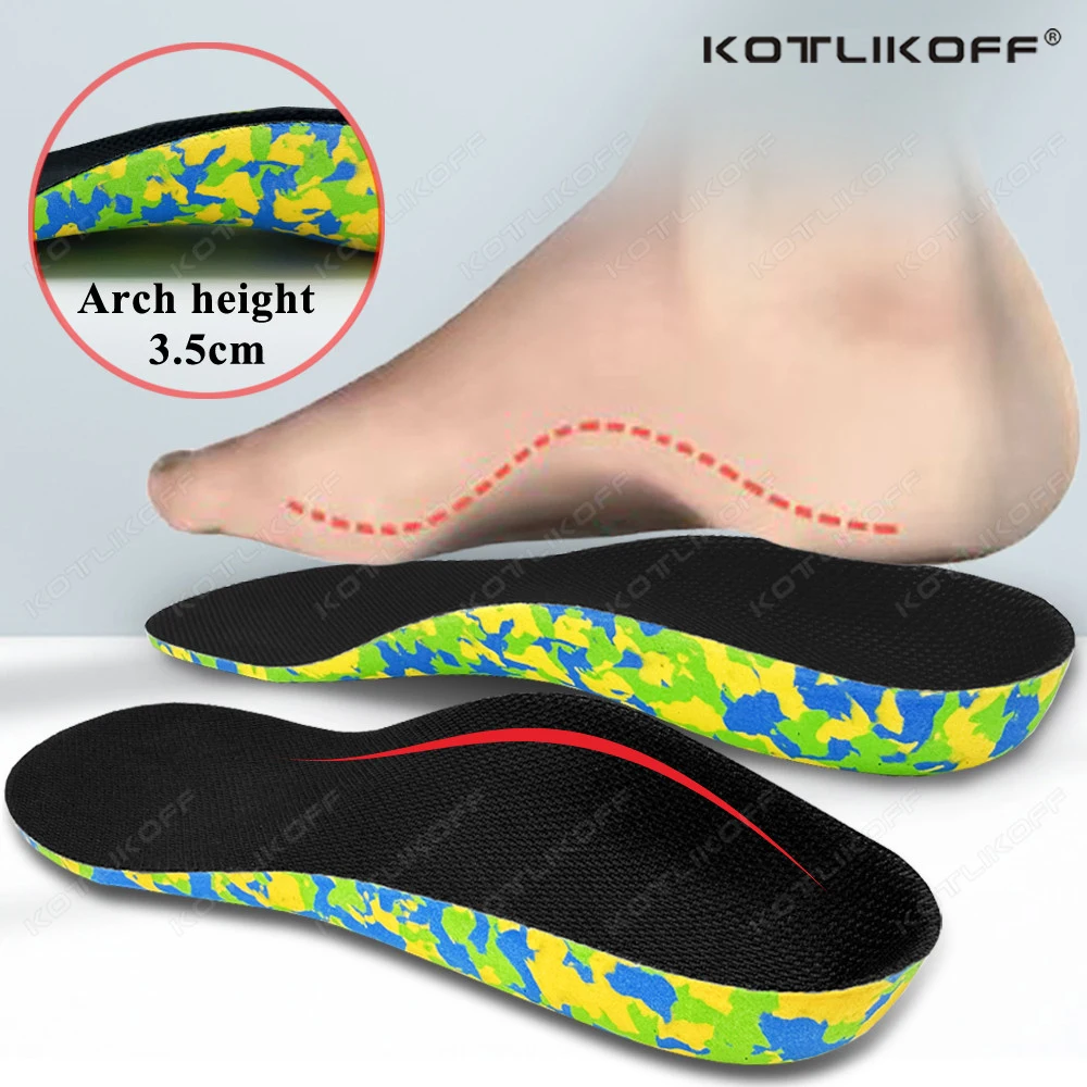 KOTLIKOFF Best EVA Orthopedic Insoles For Kid Adult Shoe Pad Orthotic Flatfoot 3.5cm Hard Arch Support Heel Fixed Sports Cushion