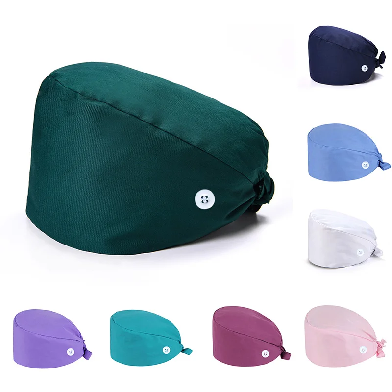 Solid Scrubs Caps Pet Grooming Agency Work Scrubs Beauty Work Hats Lab Uniform Nursing Surgery Nurse Surgical Hat For Men Women