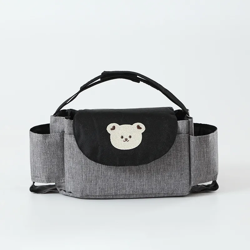 Mommy Bag for Cart Basket Baby Accessories Stroller Bag Diaper Pouch Large Capacity Flip Two Bottles Cup Holder Caddy Organizer