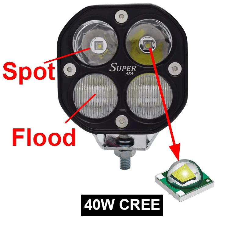 JALN7 Offroad LED Driving Lights 4x4 Pods Motorcycle 3 Inch 40W Headlight Fog Jeep Lada 4WD Bulb ATV UTV Pickup Truck SUV 2pcs