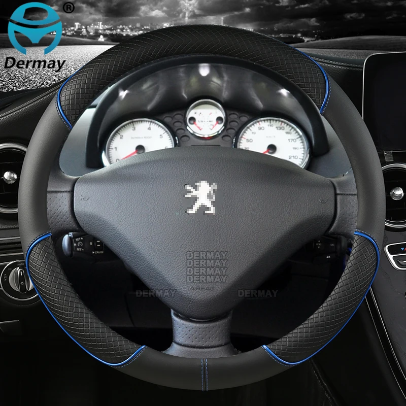for Peugeot 206 207 307 DERMAY Car Steering Wheel Cover PU Leather Non-slip Auto Accessories Fast Shipping