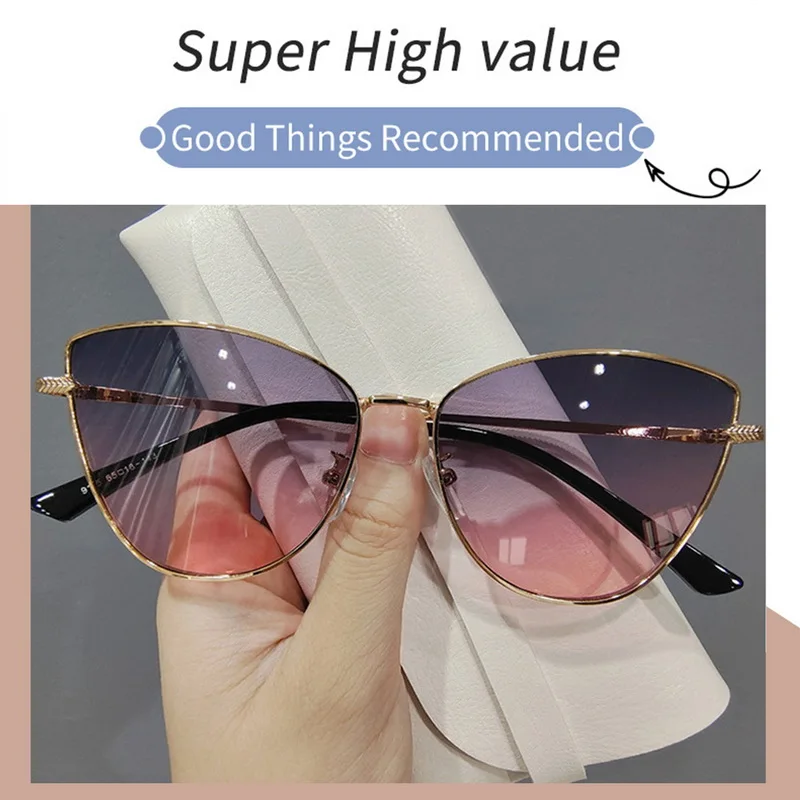 2024 Retro Travel Uv400 Popular Eyewear Trending Metal Small Vintage Sunglasses Black Cat Eye Sunglasses Ladies Driving Shades