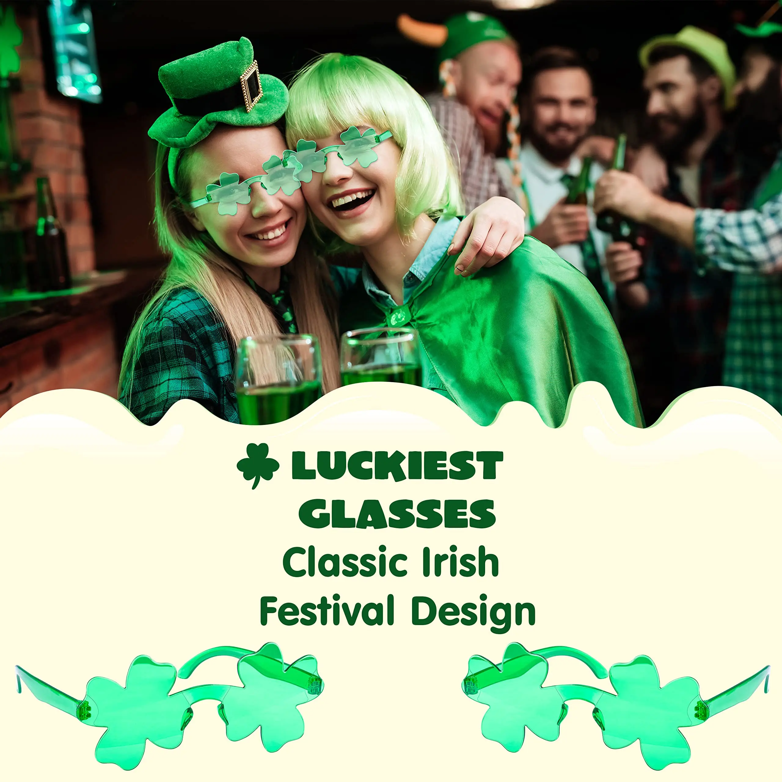 1Pc Funny Sunglasses Clover Glasses 2025 Saint Patrick Glasses for Women & Men Cosplay Party Outfit new Accessories Holiday glasses