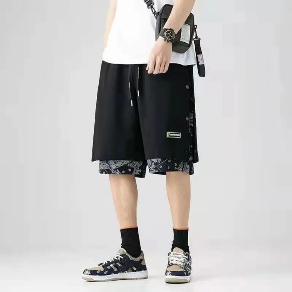 Men Short Basketball 2025 Paisley new Hippie Streetwear Hip Hop Haruku Retro Printed Irregular Loose Wide leg