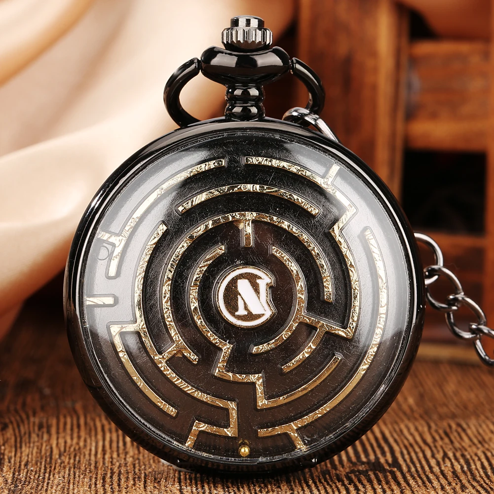 Black/Gold/Rose Gold new Cover Unique Movable Ball Maze 2025 Small Game Display Quartz Vintage Pocket Watch Gift Kids Men Women