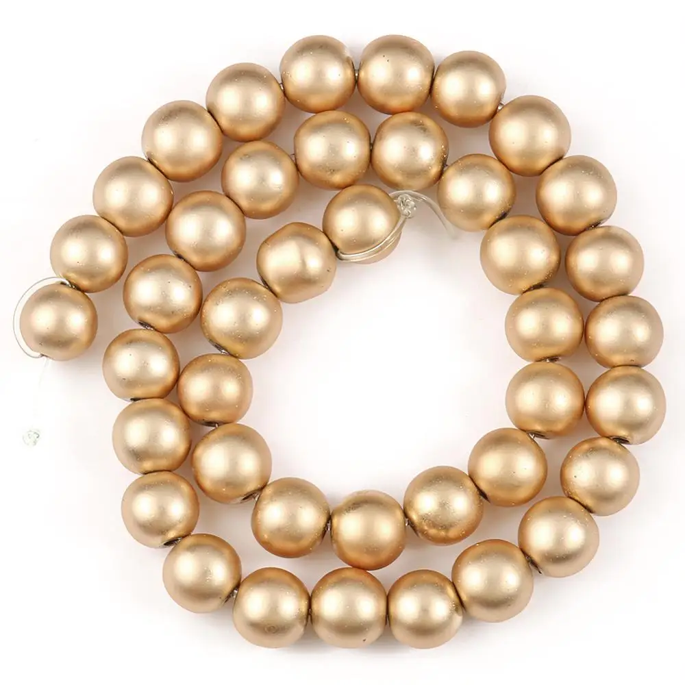 2/3/4/6/8mm Natural Matte Light Gold Color Hematite Stone Round Loose Beads Jewelery Making Supplies DIY Bracelet Necklace Gift