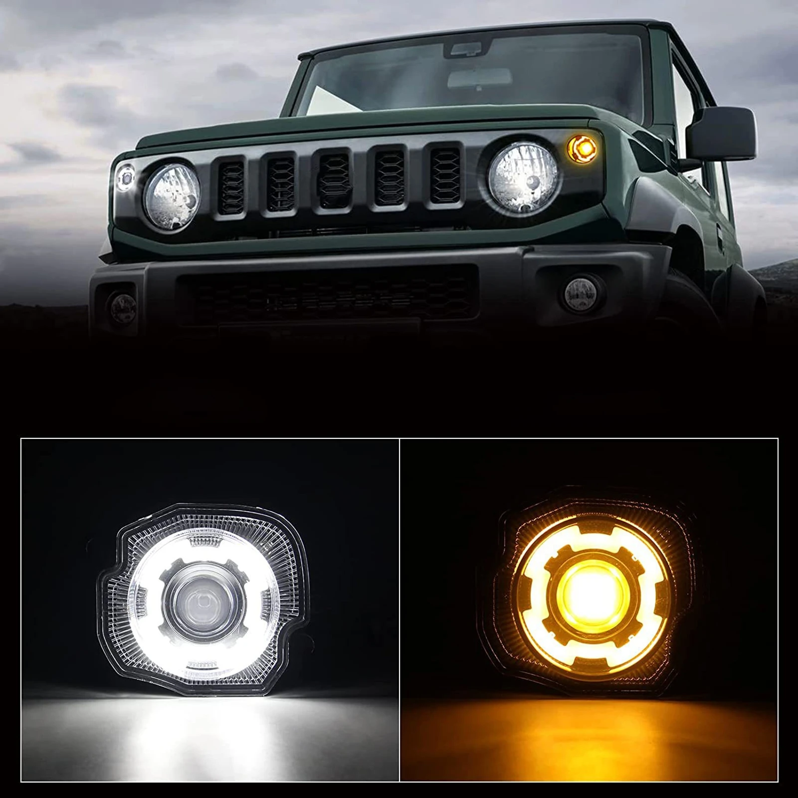 Front LED Fog Light Turn Signal Light Round Daytime Running Light for Suzuki Jimny JB64 Jb74 2018-2020