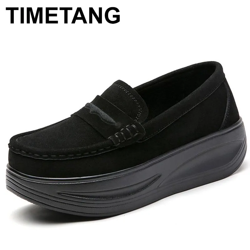 2023 New Spring Autumn Shoes Woman Platform Genuine Leather Women Flats Thick Sole Women's Loafers Moccasins Female Shoes