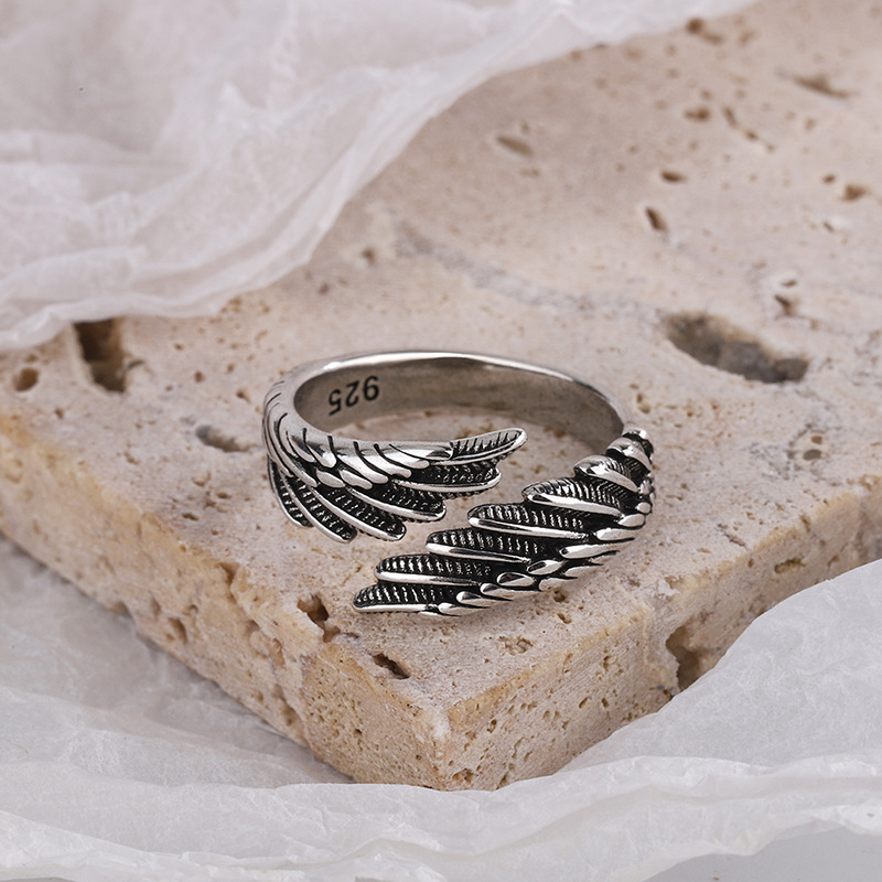 925 Sterling Silver Angel Wing Feather Aesthetic Rings For Women Engagement Luxury Jewelry Christmas Accessories Free Shipping
