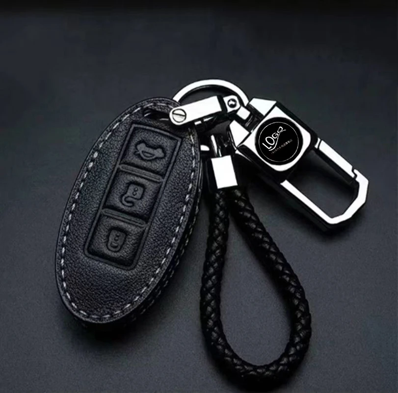 Leather Car Key Case For Nissan Versa Maxima Altima Rogue Armada Sentra Murano Leaf Infiniti FX35 Q70 G35 Remote Protector Cover