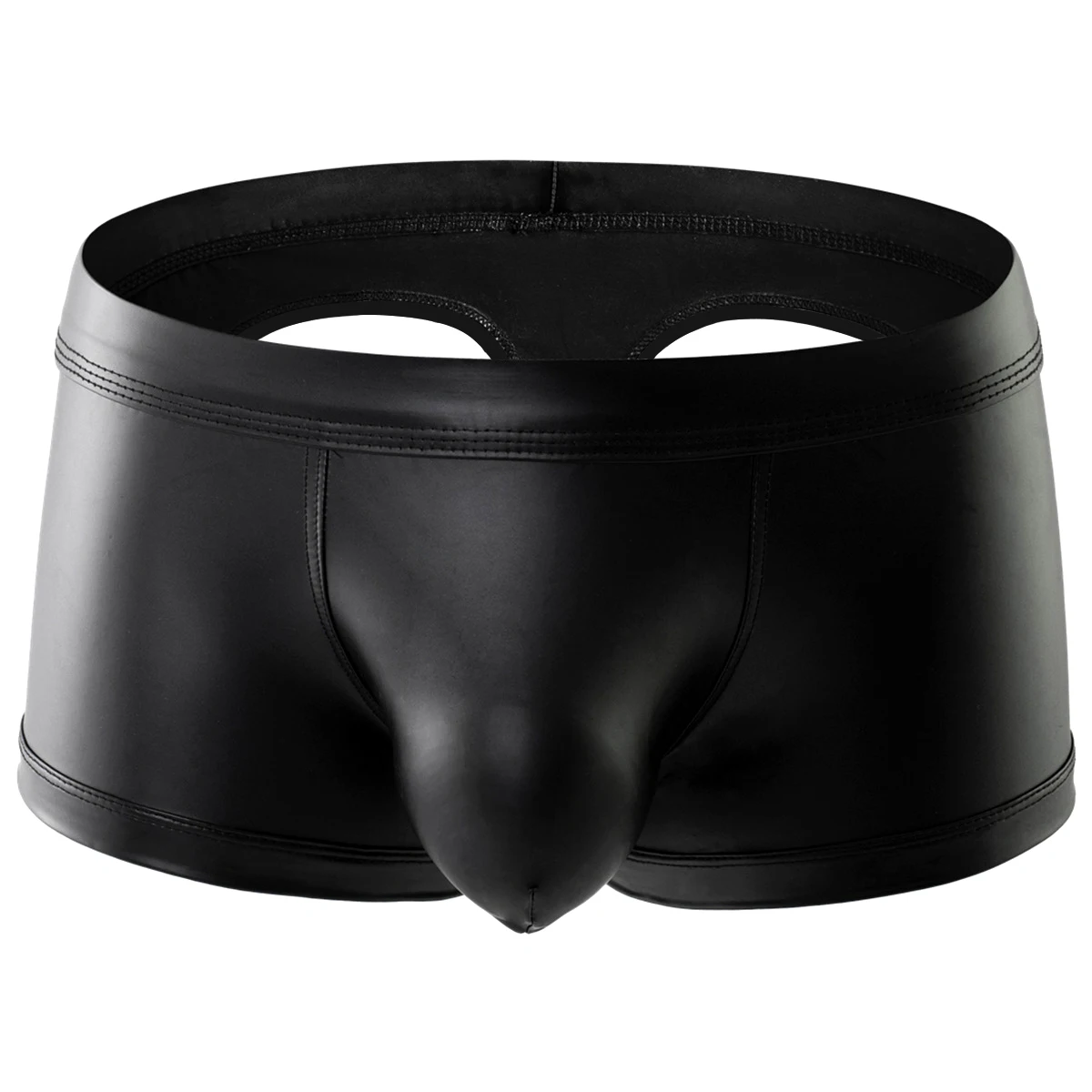 CLEVER-MENMODE Men's Boxers Faux Leather Underwear Wet Look Sexy Panties Open Butt G String Underpants Buttocks Boxershorts Club