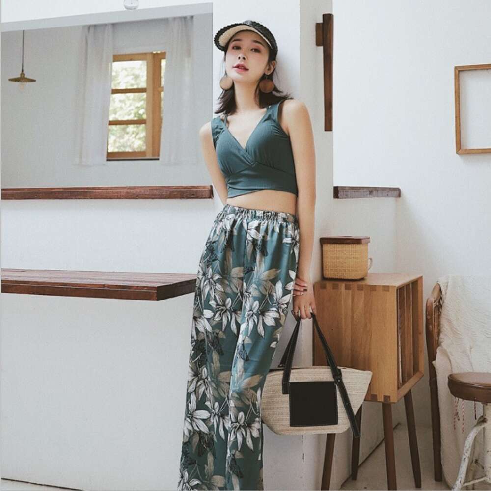 Ddmytiger Ddmytiger Thailand Beach Vacation Three Piece Women S Fashion Sexy Wide Legged Pants Leisure Conservative Gathering Hot Spring Swimming Suit