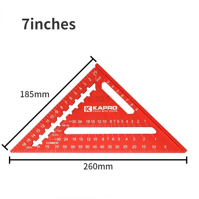 Aluminum Alloy Triangle Ruler 7/12Inch Measurement Tool Carpenter Tools Inch Metric Angle Ruler Speed Square Woodworking Tools