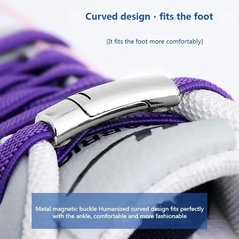 Magnetic Lock Shoelaces without 2025 ties Elastic Laces Sneakers No Tie Shoe laces Kids Adult 8mm new Bold Flat Shoelace Rubber Bands