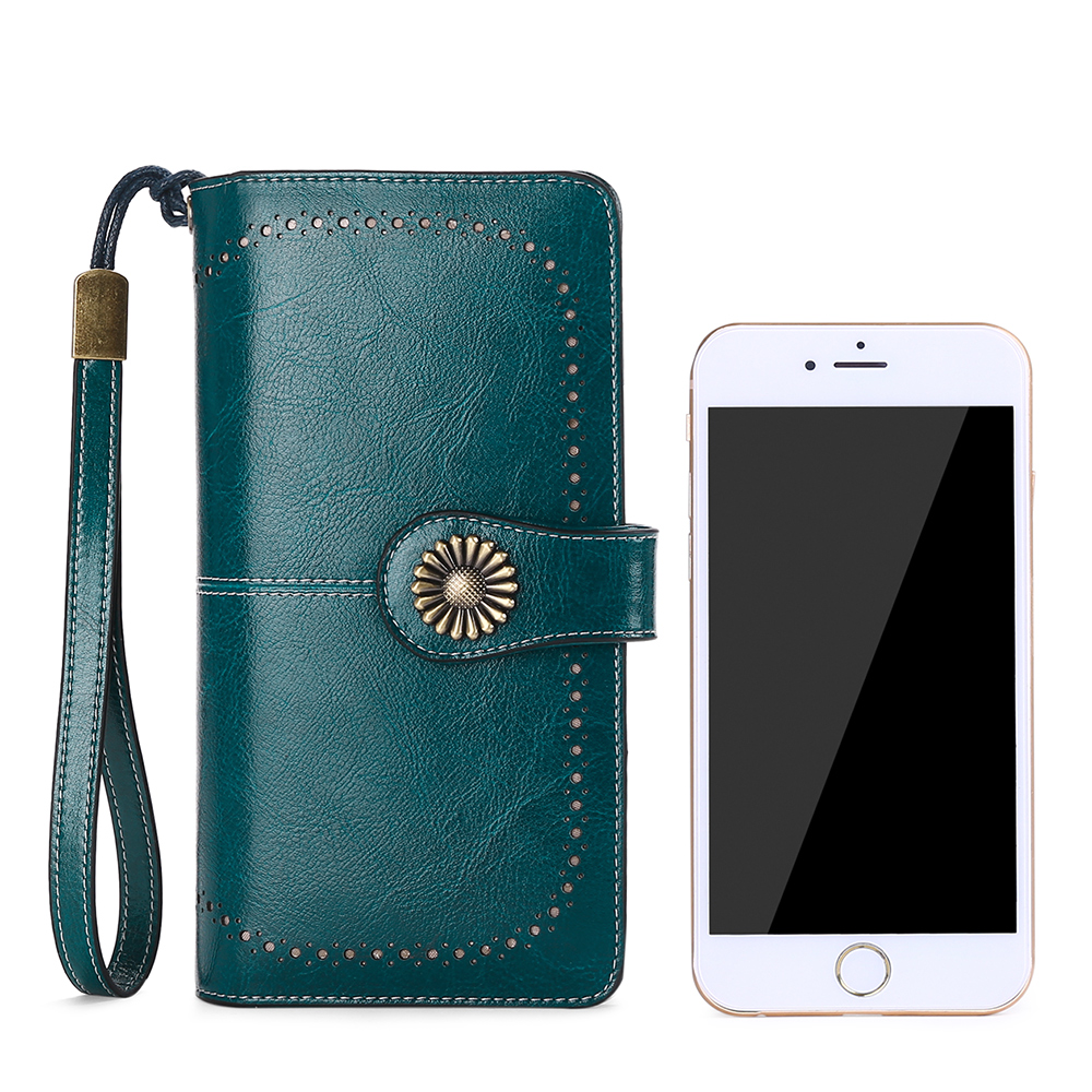 SENDEFN Wallets for Women Genuine Leather Credit Card Holder with RFID Blocking Large Capacity Wristlet 24 Card Slots 5162