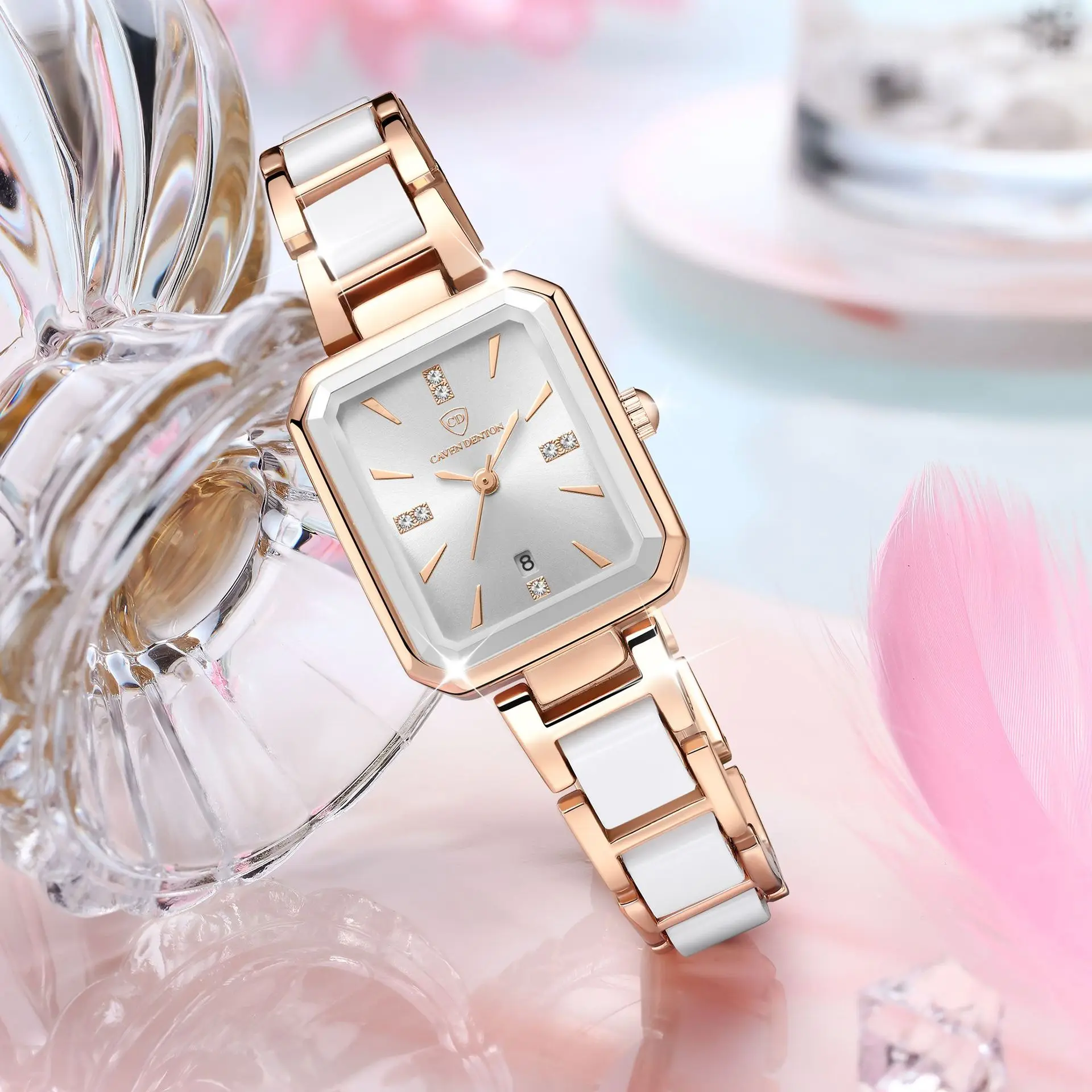 2023 Ceramics Elegant Watch for Women Luxury Brand Waterproof Square Black Ladies Wristwatches Relogio Feminino