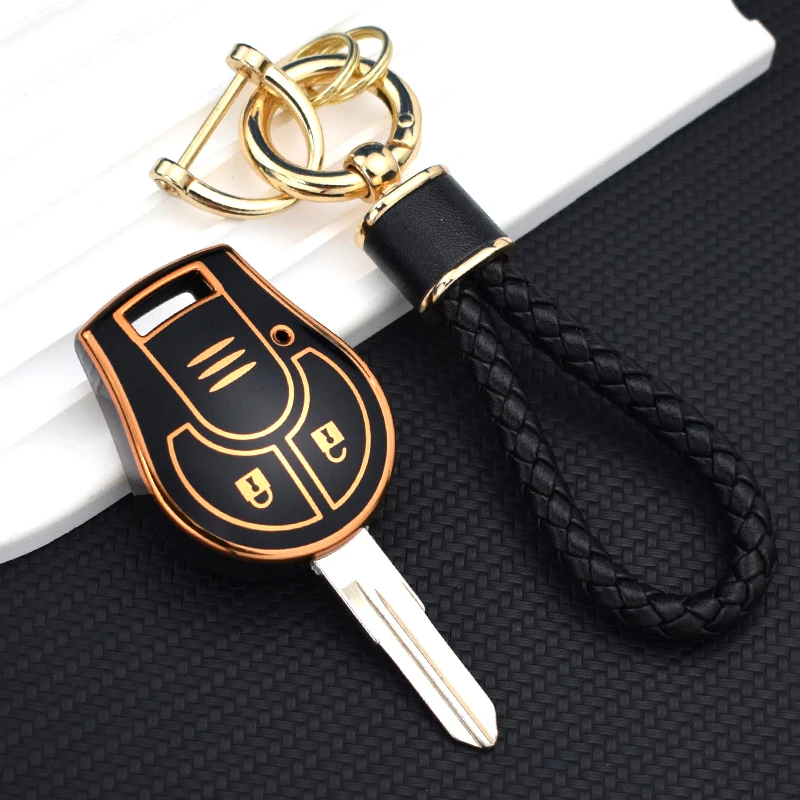 TPU Car Key Cover Shell Fob Case Remote Key Holder Bag for Nissan Juke Note Micra Cube Qashqai 2Buttons Car Accessories