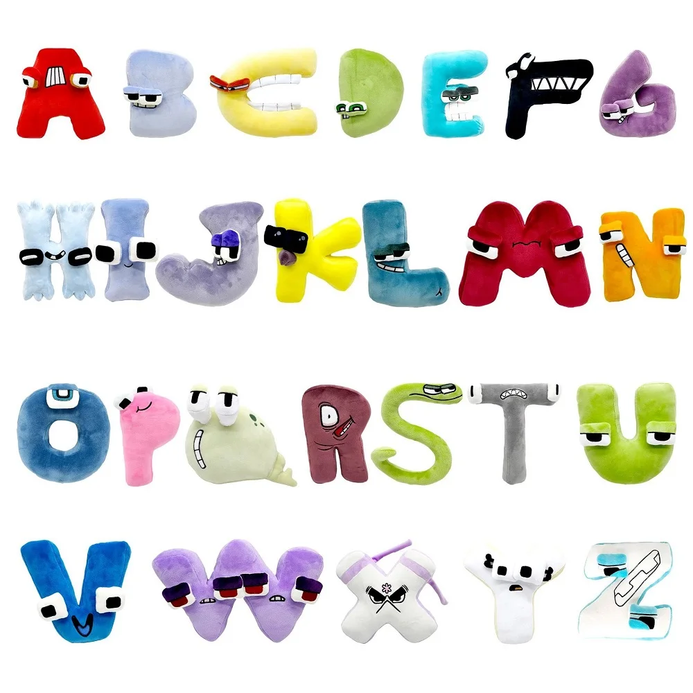 Alphabet Lore Plush Toys A-Z English Letter Stuffed Animal Plushie Doll Toys Gift For Kids Children Educational Christmas Gifts