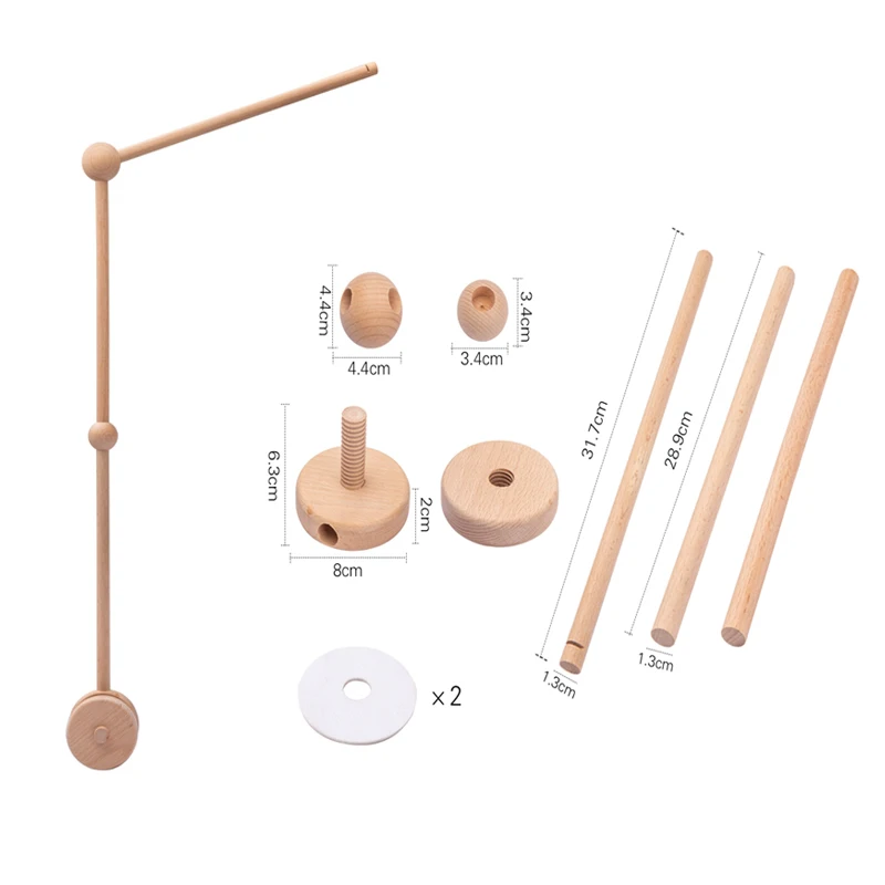 Baby Wooden Bed Bell Bracket 0-12 Months Mobile Hanging Rattles Toy 2025 Hanger Baby Crib Mobile Bed Bell Wood Toy Holder new Arm Bracket