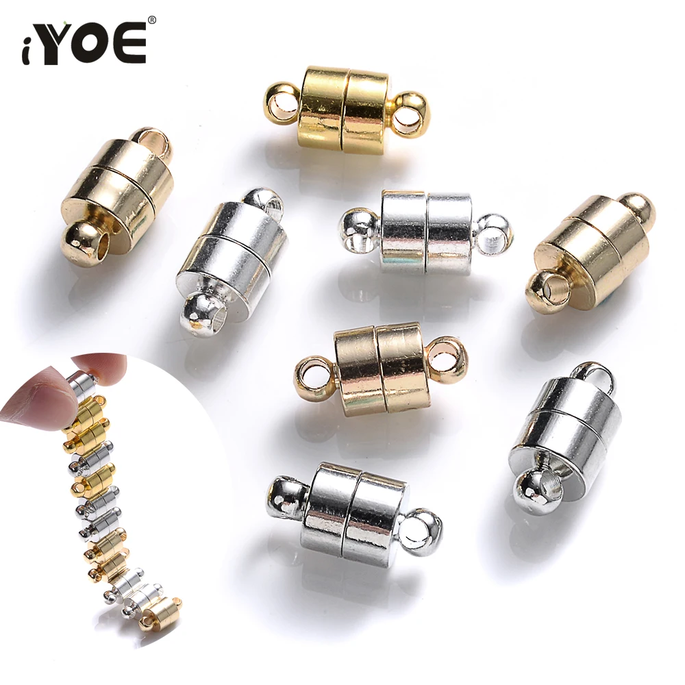 iYOE 5pairs/Lot 12x6mm Magnetic Clasps Cylinder End 2025 Buckle Magnet Claps For Connector Rope new Chain DIY Jewelry Bracelet Necklace