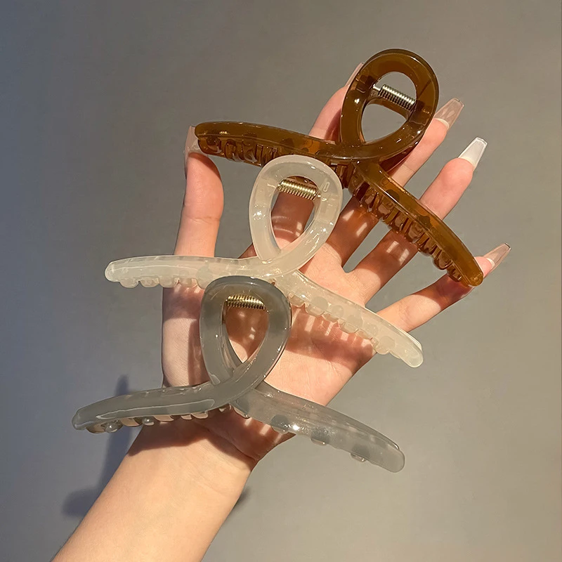 New Hair Claw Catch Clip Large Jelly Color Cross Shark Clip Ins Korea Morandi Color 2025 Hairpin Plate Hair Bath Crab new Clamps Headwear