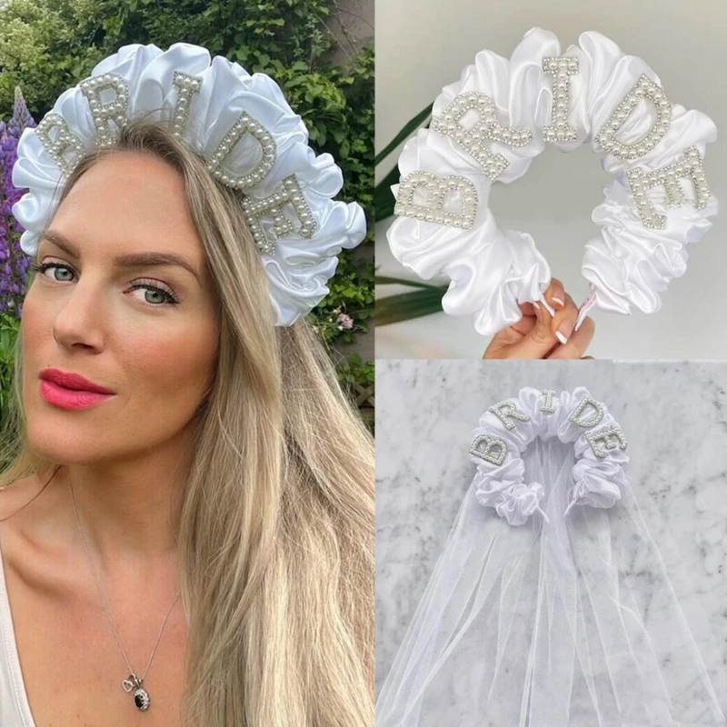 Stunning Pearls Headband Bridal Veil Vintage Hairband new Gorgeous Baroque Hairband Bride to Be 2025 Veil for Bachelorette Party