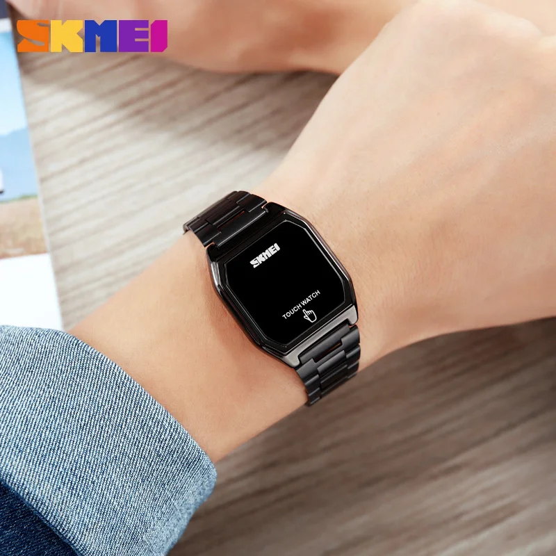 SKMEI LED Light Touch Date Time Electronic Watches Men Women new 2025 Full Steel Waterproof Digital Wristwatches reloj hombre