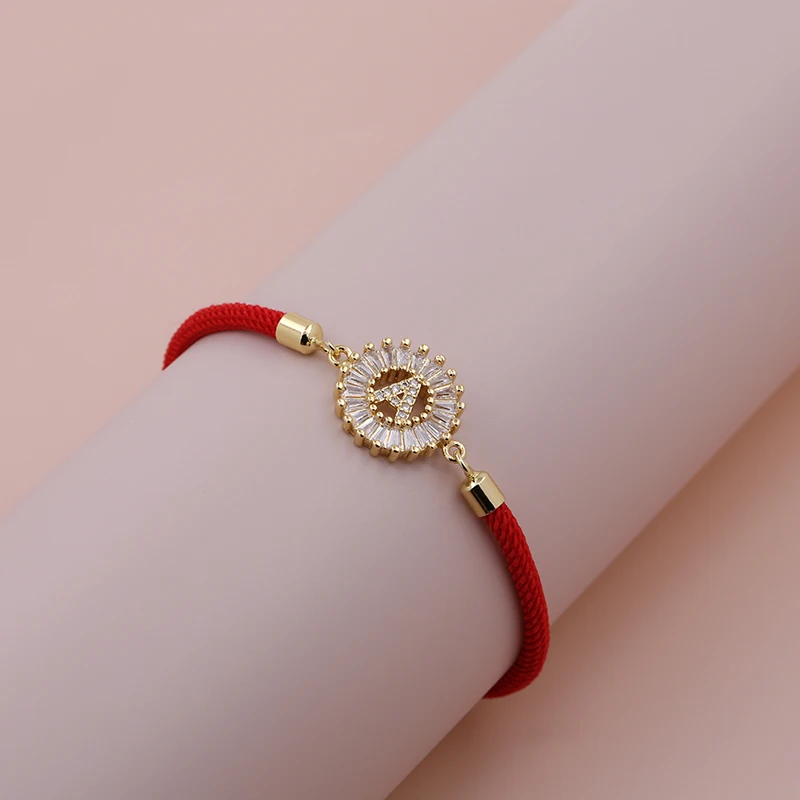 2024 Simpel New Classic A-Z Heart Initial Letter Bracelet Women Adjustable Red Rope Bracelet For Women Jewelry Gift