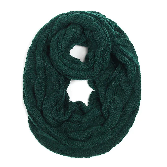 Chunky Cable Knitted Loop Scarf Women Winter Solid Color Neck Warmer Infinity Scarves Snood Hot Sales