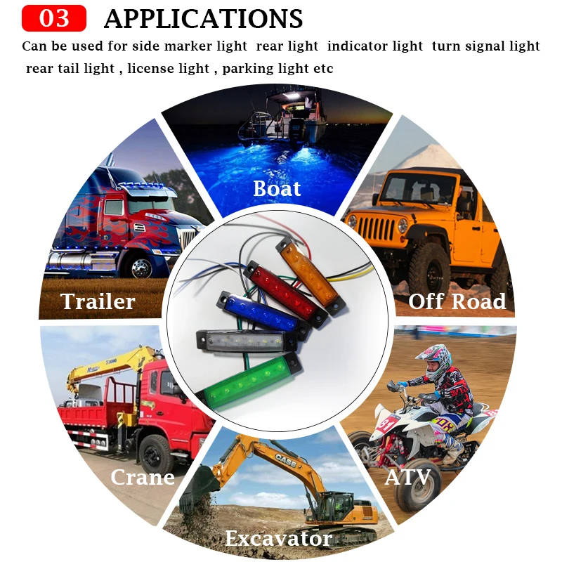 10Pcs 12v 24v Led Bus Side Marker Indicators Lamp Car Signal Brake Rear Warning Trailer Lights for Scania Truck Accessories