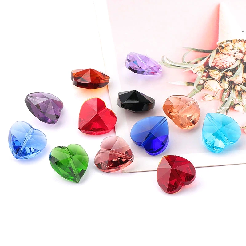14mm 28pcs/pack crystal Heart shape beads Austria glass charms beads Pendant Rhinestone for Jewelry accessories Earring making