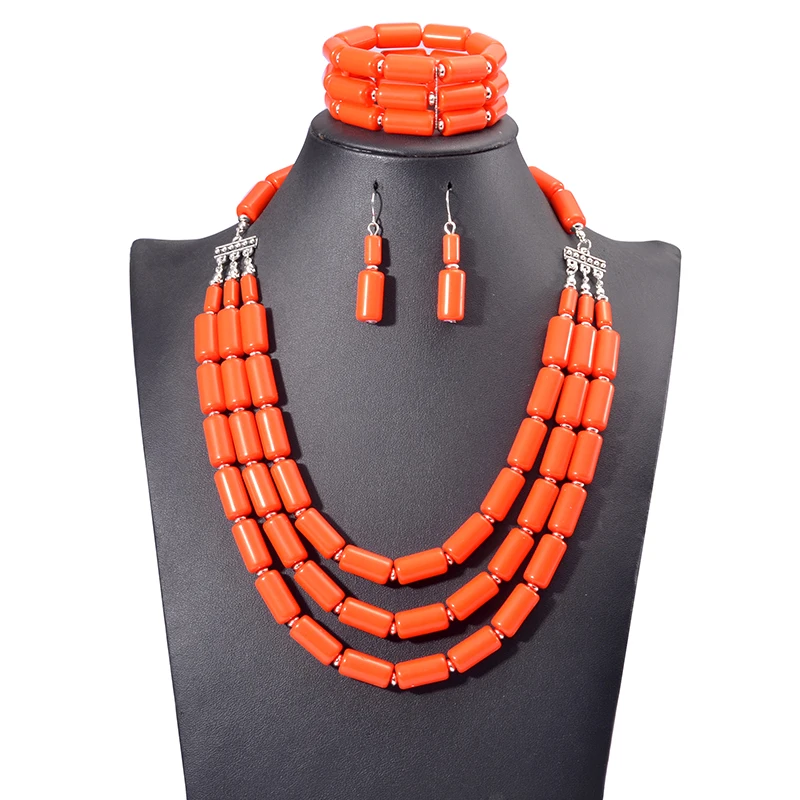 Handmade African Beads Earrings Bracelet Necklace Sets Nigerian new Wedding Indian 2025 Jewelry Bridal Accessories