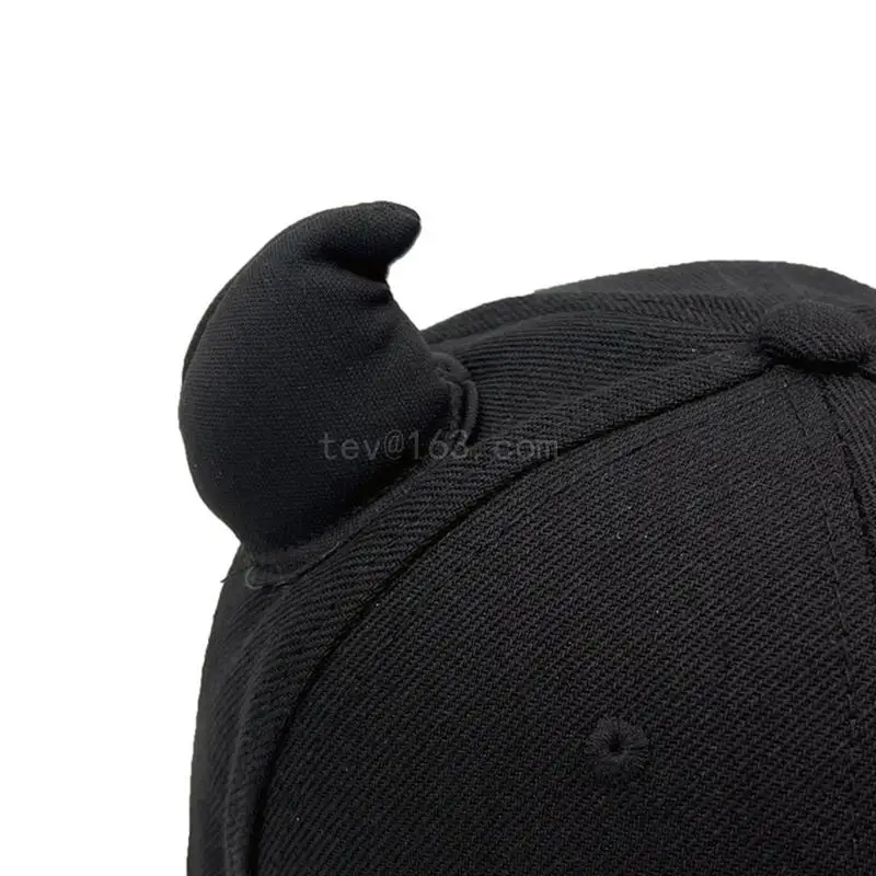 Y2k Teens Cute Baseball Cap with Devil Horn Decor Outdoor Sports Leisure Baseball Cap Woman Breathable Cycling Cap