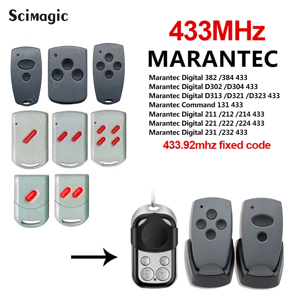 MARANTEC Garage Remote Control 868 MHz / 433MHz For Digital D302 D304 D313 433 D323 D382 D384 131 868 Command 211 212 214 221
