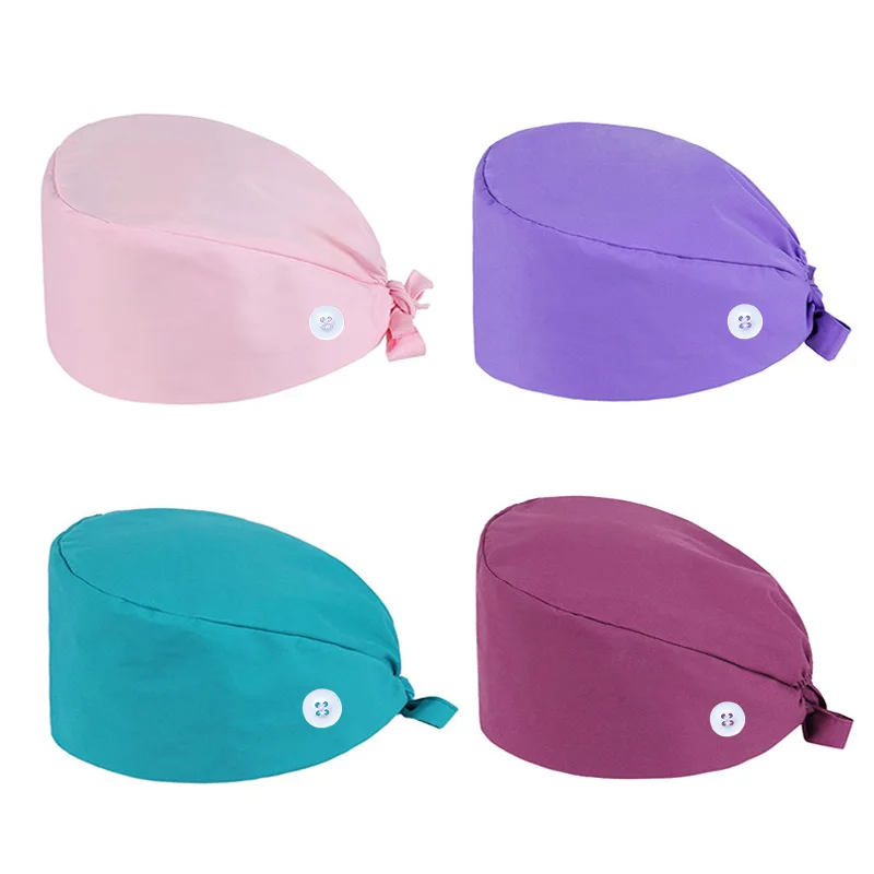Solid Scrubs Caps Pet Grooming Agency Work Scrubs Beauty Work Hats Lab Uniform Nursing Surgery Nurse Surgical Hat For Men Women