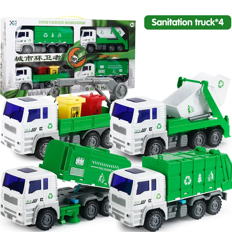 Children's Large Fall-resistant Garbage Truck Toy Set Ladder Truck Lift Sprinkler Engineering Truck Children's Day Educational