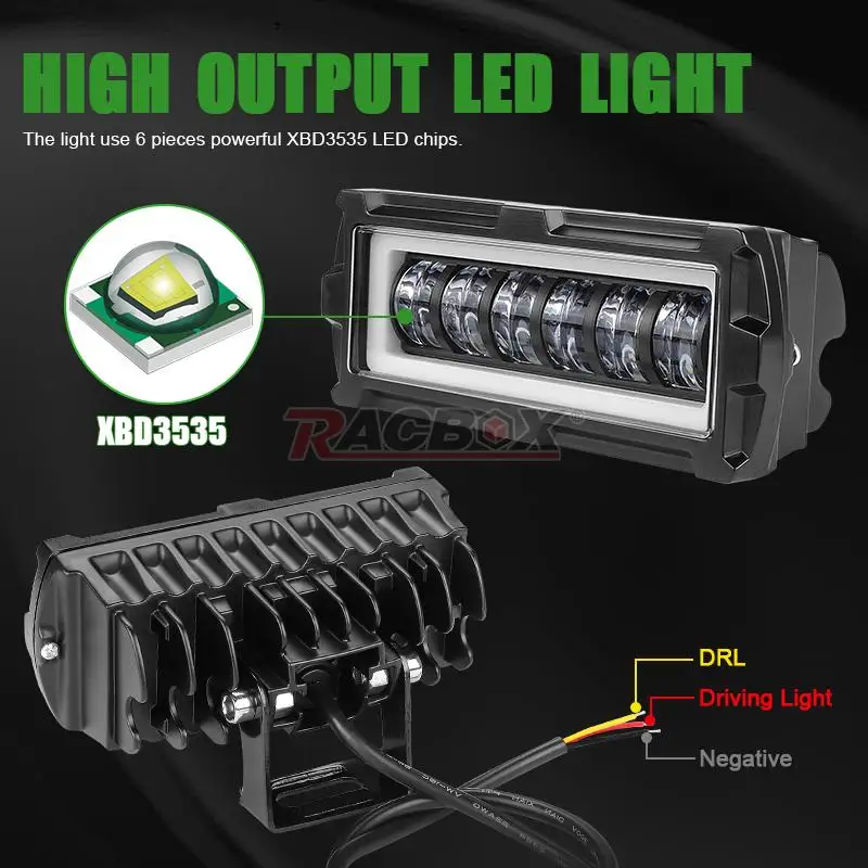 Off Road Led Fog Lights Bar for Truck 5inch 30W 3000Lm Super Bright 7D Beam 12-24V Agricultural Headlamps for Tractor Van Camper