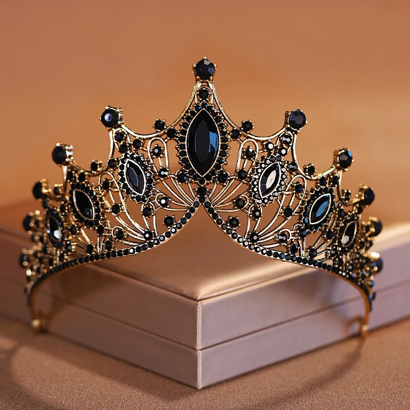 Itacazzo Bridal Headwear Black-colour Baroque Style Mysterious Ladies' Bridal Wedding Tiara