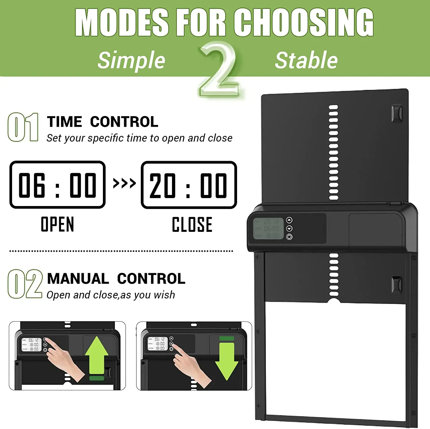 Newest Timer Automatic Chicken Coop Door,Intelligent Anti-Pinch Induction,IPX3 waterproof Electric Poultry Gate for Farm Accs