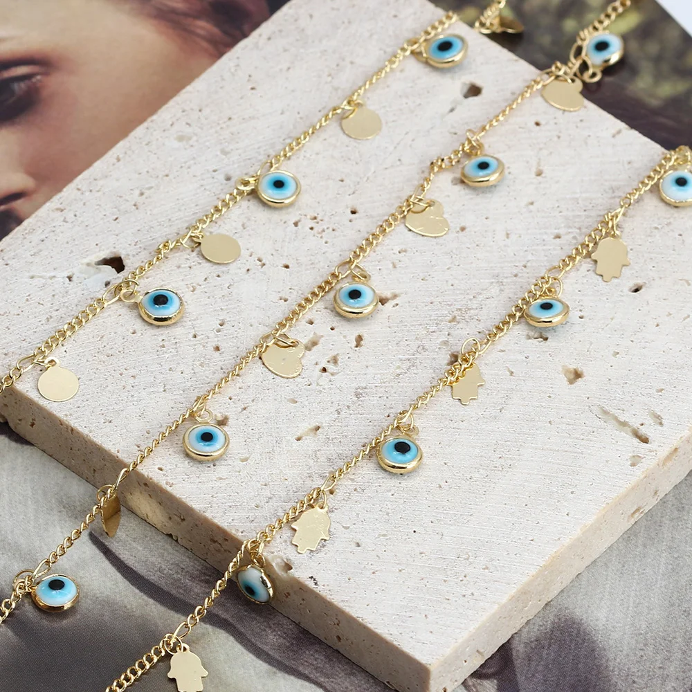Lucky Eye Cross Heart Fatima Hand 2025 Charm Bracelet Adjustable Drip Oil Turkish Evil Eye new Bracelet for Women Girls Jewelry