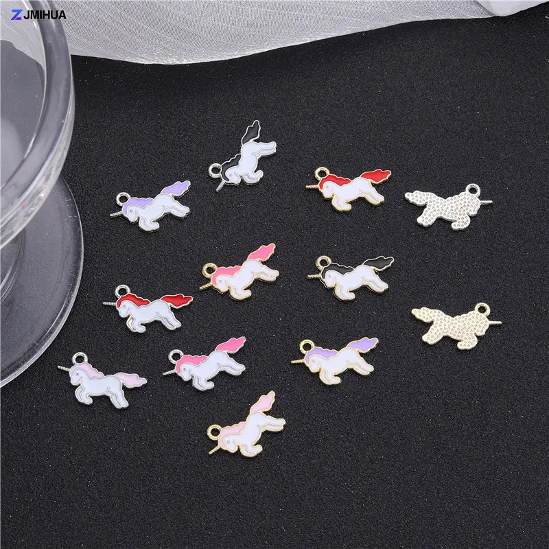 15pcs Cute Mini Enamel Unicorn Charms For Jewelry Making Findings DIY Handmade Earrings Bracelets Crafts Supplies Accessories
