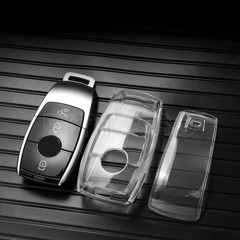 Transparent TPU Car Key Case Cover for Mercedes Benz E C S GLC Class E200 E400 E63 W213 S550 S560 C260 A200 Key Shell Protector