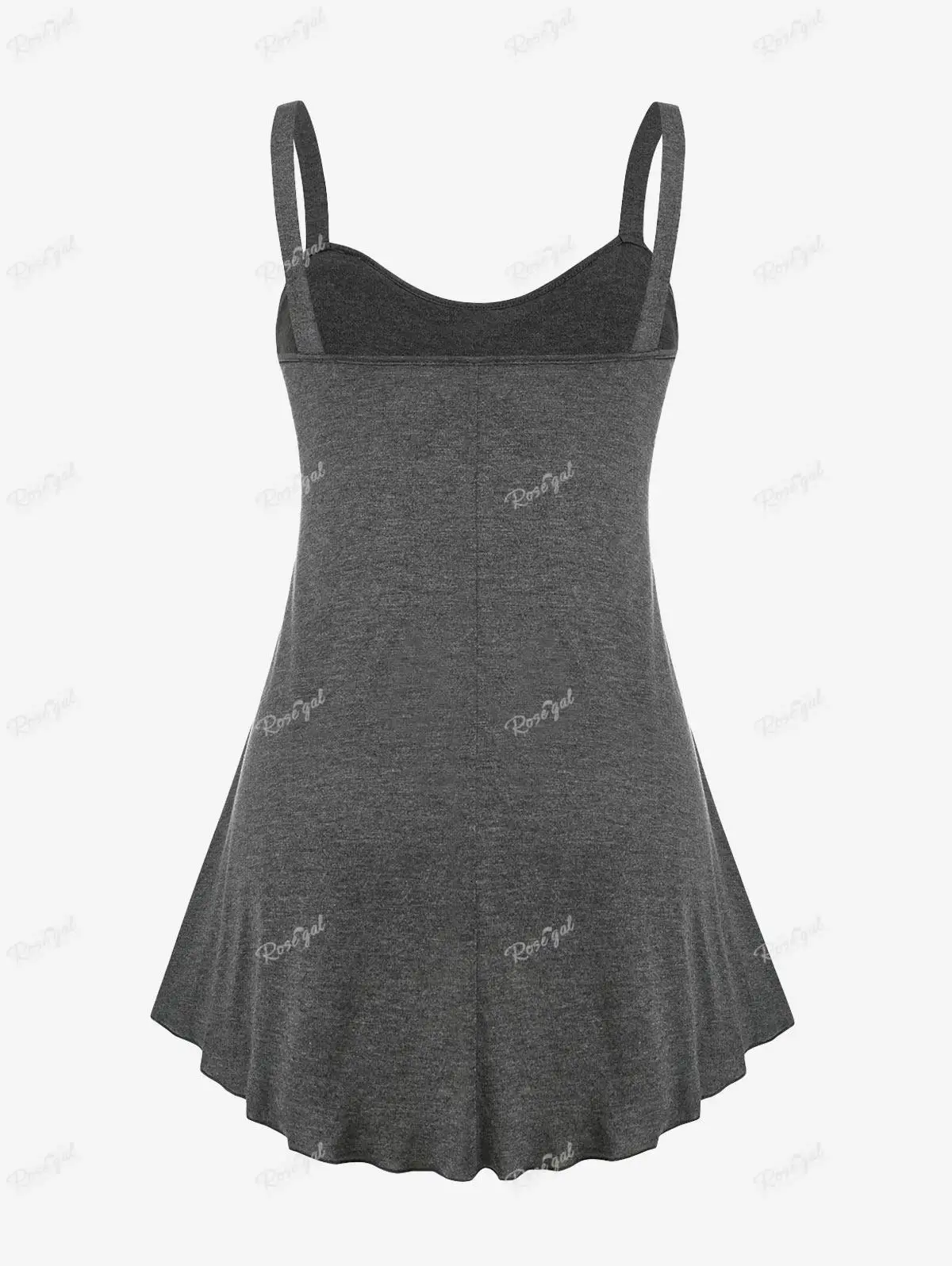 new ROSEGAL Plus Size Heart Buckle Ruched Tank Tops Gray Women Summer Layers Tunic Straps 2025 Vest 4XL