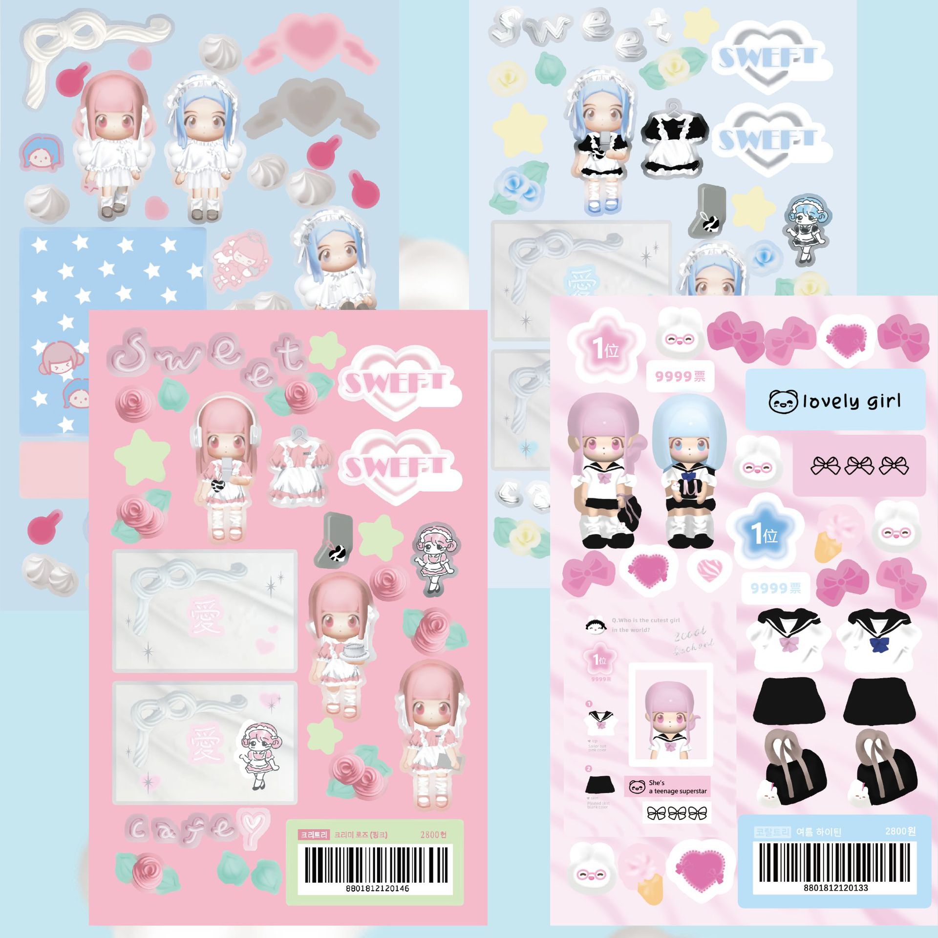 SKYSONIC BOBO Coraltree Sticker Sweet Angel Modeling Materials Idol Stationery Postcards Cute Korean Decorative Sticker Suppli