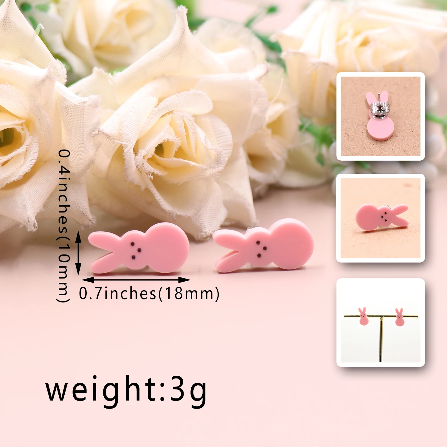 2025 1Pair New product CN Stud earring For women bunny Easter new Holiday TRENDY Acrylic Jewelry