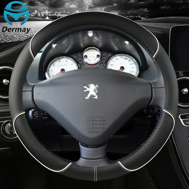 for Peugeot 206 207 307 DERMAY Car Steering Wheel Cover PU Leather Non-slip Auto Accessories Fast Shipping