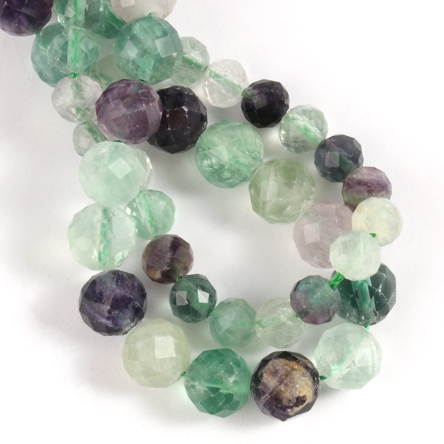 Faceted Colorful Fluorite Beads Natural Stone Loose Spacer new Round Beads for 2025 Jewelry Making DIY Handmade Bracelet Accessories